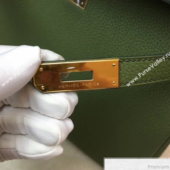 Hermes Kelly 32cm in Original Togo Leather Bag Green (AMIN-9032759)