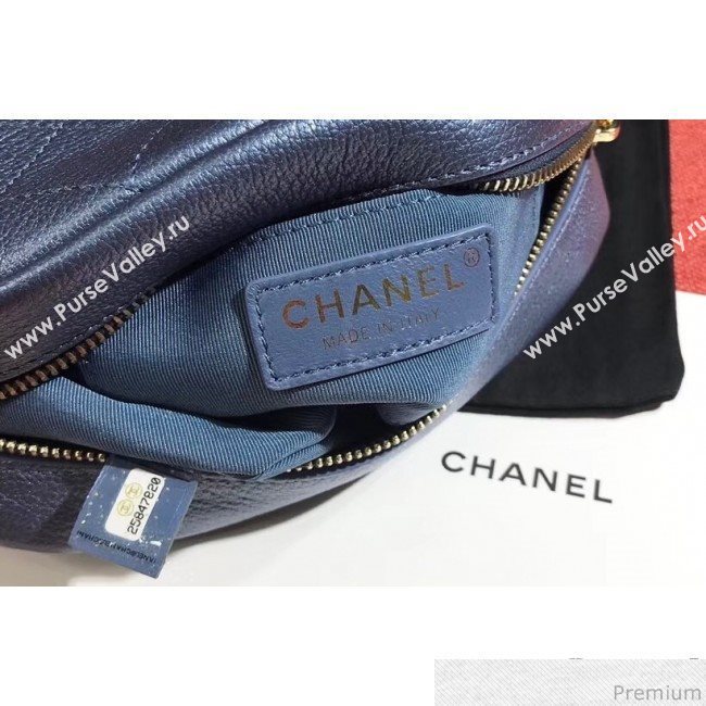 Chanel Metallic Leather Camera Case Shoulder Bag AS0137 Blue 2019 (KN-9041106)