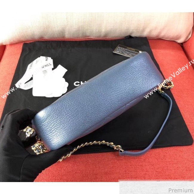 Chanel Medium Metallic Leather Camera Case Shoulder Bag AS0137 Blue 2019 (KN-9041108)