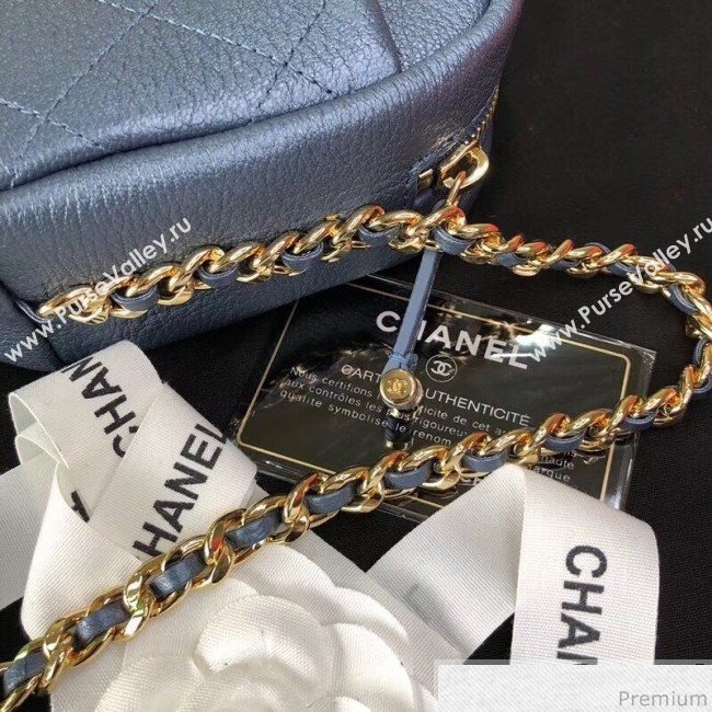 Chanel Medium Metallic Leather Camera Case Shoulder Bag AS0137 Blue 2019 (KN-9041108)