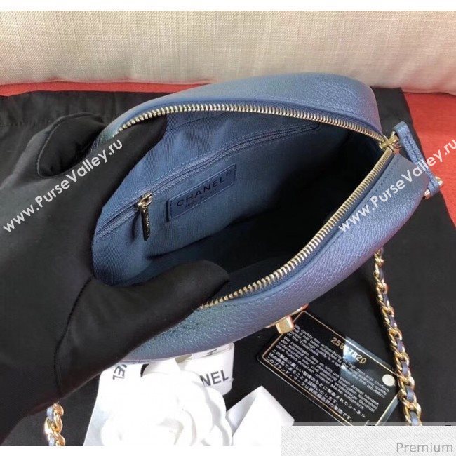 Chanel Medium Metallic Leather Camera Case Shoulder Bag AS0137 Blue 2019 (KN-9041108)