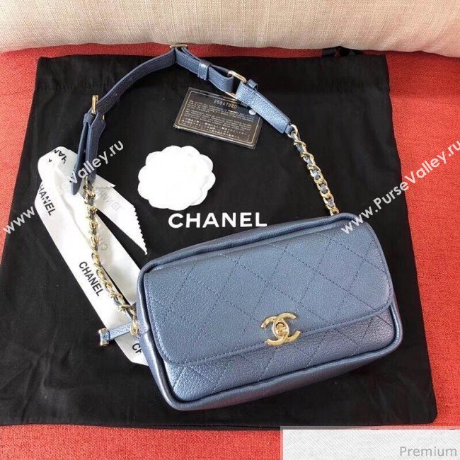 Chanel Metallic Leather Belt Bag/Waist Bag AS0142 Blue 2019 (KN-9041107)