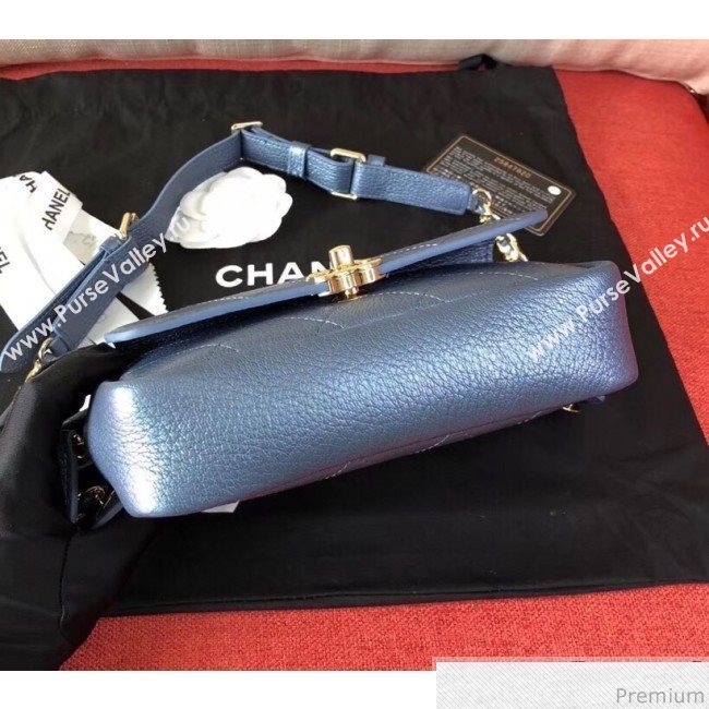 Chanel Metallic Leather Belt Bag/Waist Bag AS0142 Blue 2019 (KN-9041107)