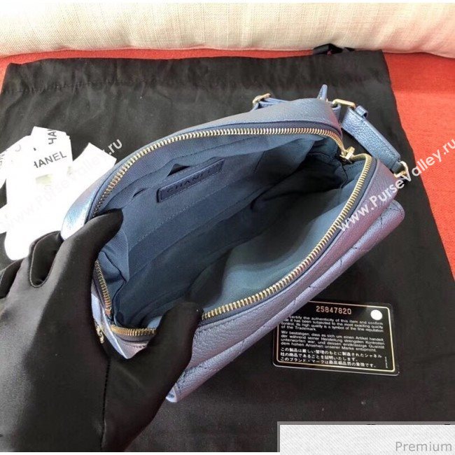 Chanel Metallic Leather Belt Bag/Waist Bag AS0142 Blue 2019 (KN-9041107)