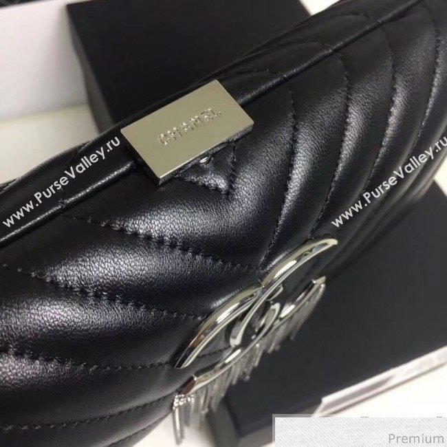 Chanel Lambskin CC Tassel Evening Clutch with Chain A69406 Black 2019 (XINX-9041109)
