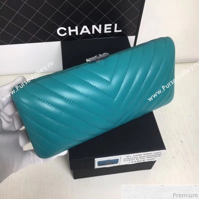 Chanel Lambskin CC Tassel Evening Clutch with Chain A69406 Turquoise 2019 (XINX-9041110)