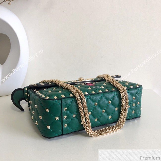 Valentino Monster Face Rockstud Spike Shoulder Bag Dark Green/Yellow 2019 (JJ3-9030709)