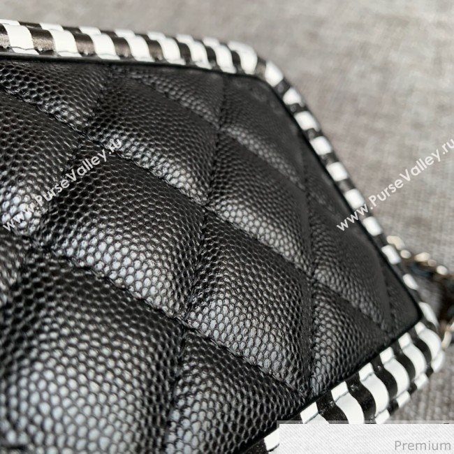 Chanel Vanity Grained Calfskin Clutch with Chain A84450 Black/White 2019 (SSZ-9041111)