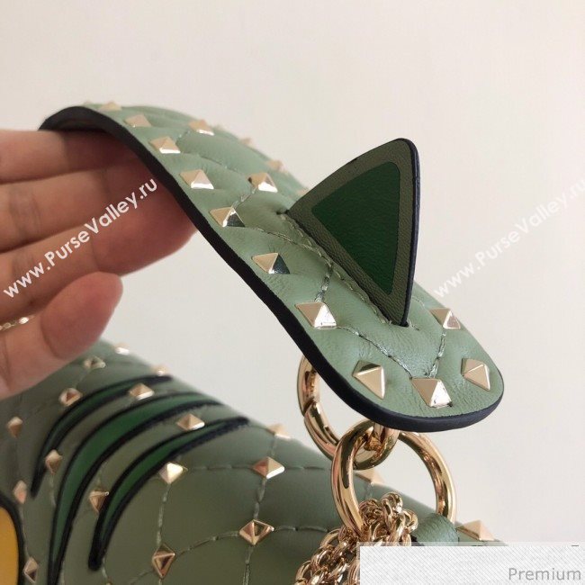 Valentino Monster Face Rockstud Spike Shoulder Bag Light Green/Yellow 2019 (JJ3-9030710)