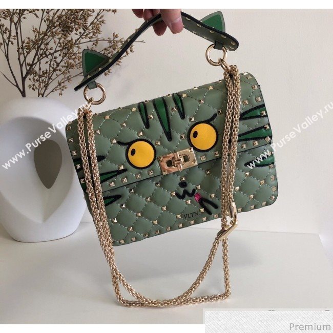 Valentino Monster Face Rockstud Spike Shoulder Bag Light Green/Yellow 2019 (JJ3-9030710)