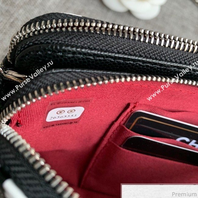 Chanel Vanity Grained Calfskin Clutch with Chain A84450 Black/White 2019 (SSZ-9041111)