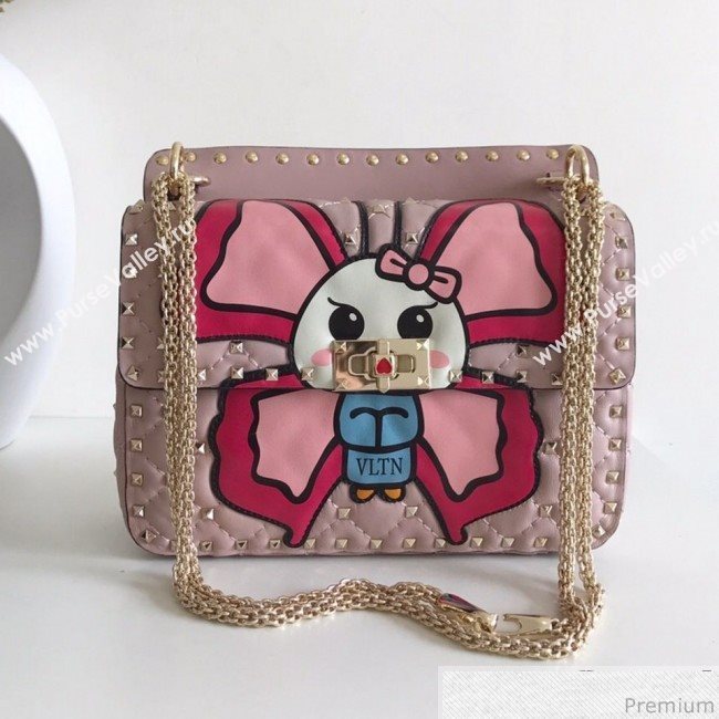 Valentino Monster Face Rockstud Spike Shoulder Bag Pink 2019 (JJ3-9030711)