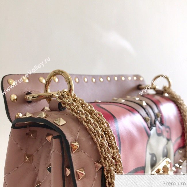 Valentino Monster Face Rockstud Spike Shoulder Bag Pink 2019 (JJ3-9030711)