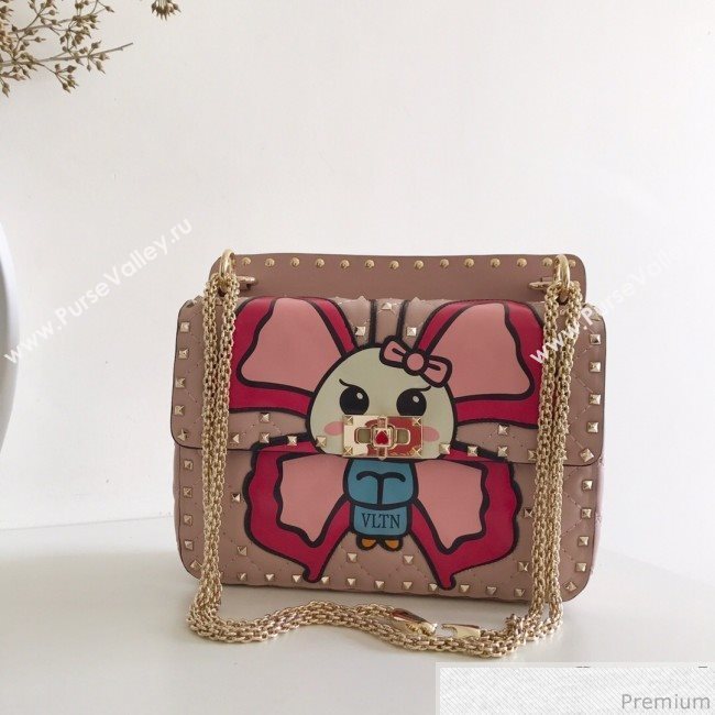Valentino Monster Face Rockstud Spike Shoulder Bag Pink 2019 (JJ3-9030711)