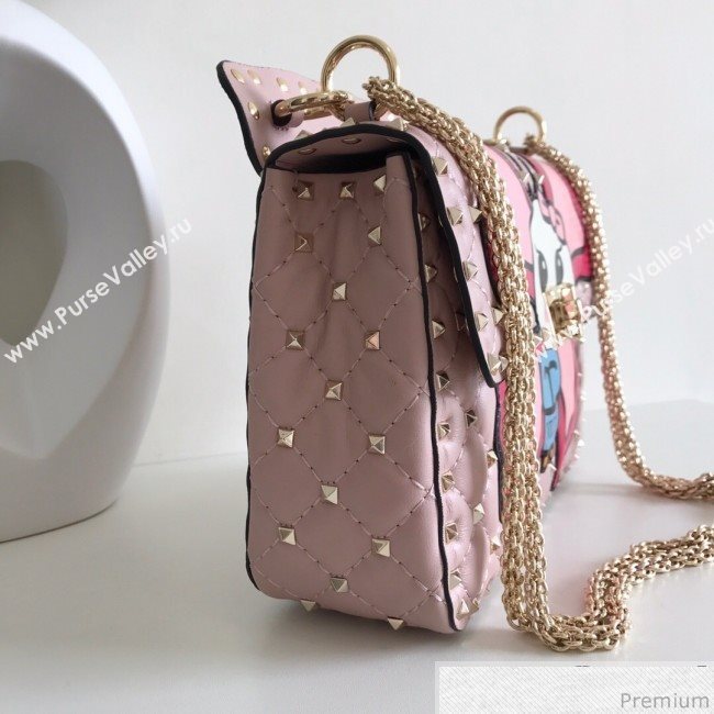Valentino Monster Face Rockstud Spike Shoulder Bag Pink 2019 (JJ3-9030711)