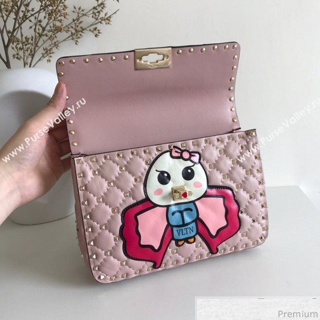 Valentino Monster Face Rockstud Spike Shoulder Bag Pink 2019 (JJ3-9030711)