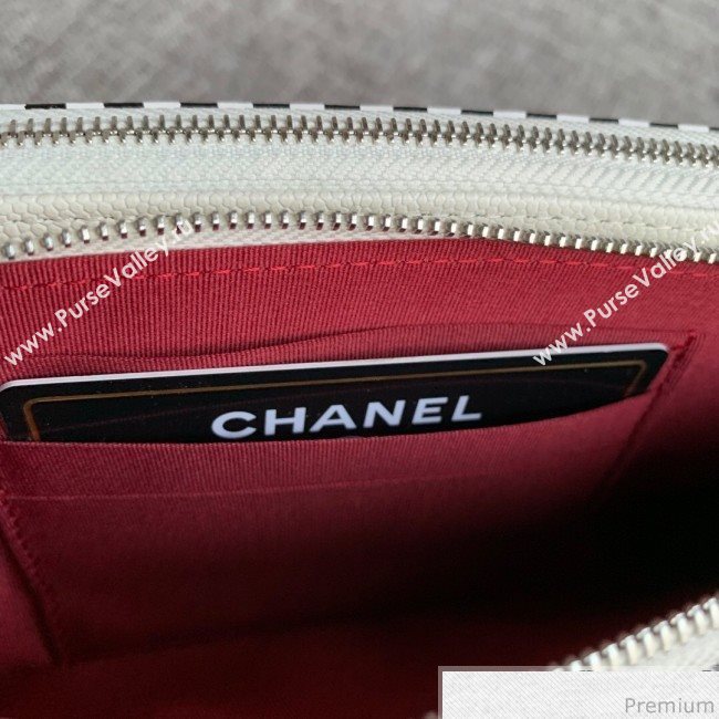 Chanel Vanity Grained Calfskin Clutch with Chain A84450 White/Black 2019 (SSZ-9041112)