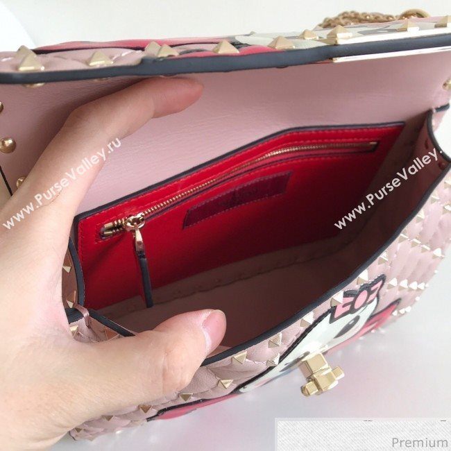 Valentino Monster Face Rockstud Spike Shoulder Bag Pink 2019 (JJ3-9030711)