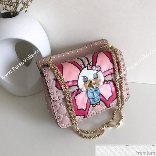 Valentino Monster Face Rockstud Spike Shoulder Bag Pink 2019 (JJ3-9030711)