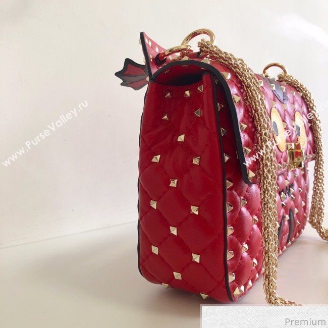 Valentino Monster Face Rockstud Spike Shoulder Bag Red 2019 (JJ3-9030712)