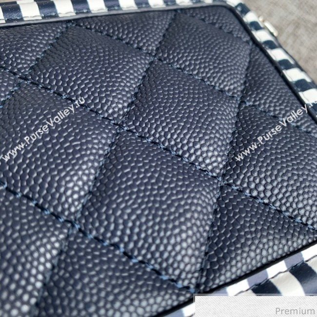 Chanel Vanity Grained Calfskin Clutch with Chain A84450 Navy Blue/White 2019 (SSZ-9041113)