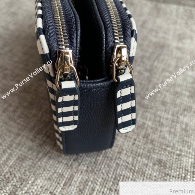 Chanel Vanity Grained Calfskin Clutch with Chain A84450 Navy Blue/White 2019 (SSZ-9041113)