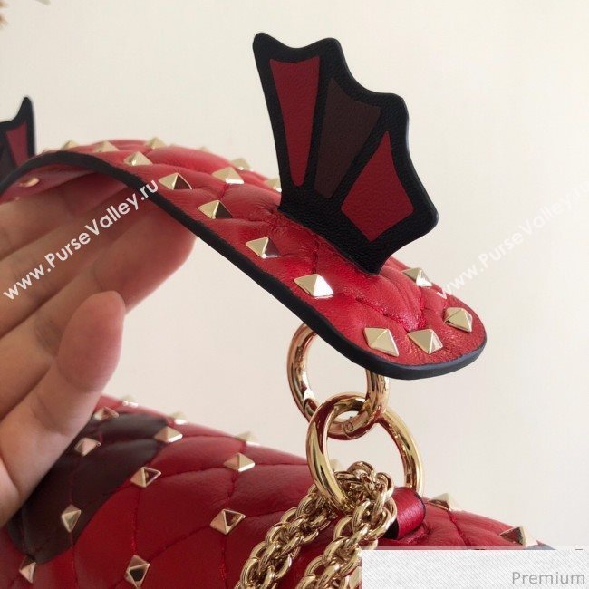 Valentino Monster Face Rockstud Spike Shoulder Bag Red 2019 (JJ3-9030712)