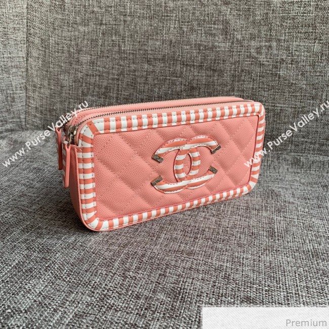 Chanel Vanity Grained Calfskin Clutch with Chain A84450 Light Pink 2019 (SSZ-9041114)