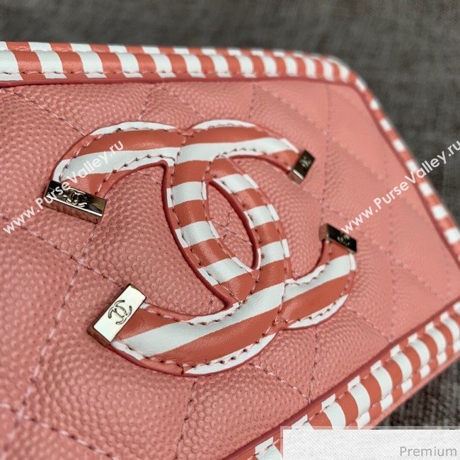 Chanel Vanity Grained Calfskin Clutch with Chain A84450 Light Pink 2019 (SSZ-9041114)