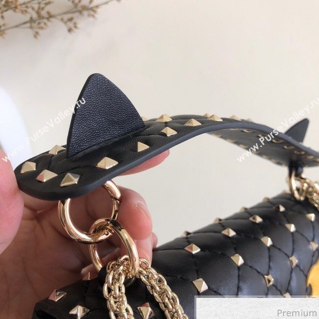 Valentino Monster Face Rockstud Spike Shoulder Bag Black 2019 (JJ3-9030713)