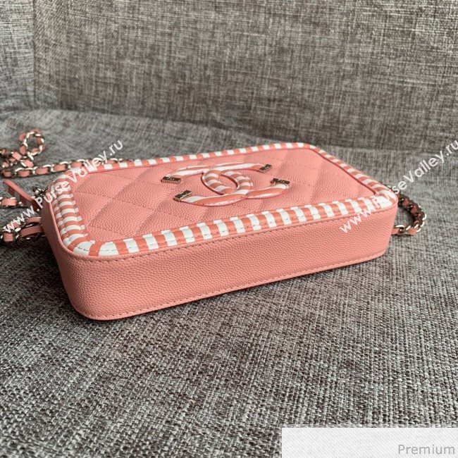 Chanel Vanity Grained Calfskin Clutch with Chain A84450 Light Pink 2019 (SSZ-9041114)