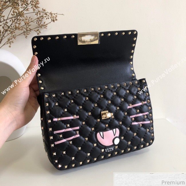 Valentino Monster Face Rockstud Spike Shoulder Bag Black 2019 (JJ3-9030713)