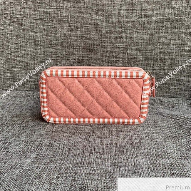 Chanel Vanity Grained Calfskin Clutch with Chain A84450 Light Pink 2019 (SSZ-9041114)