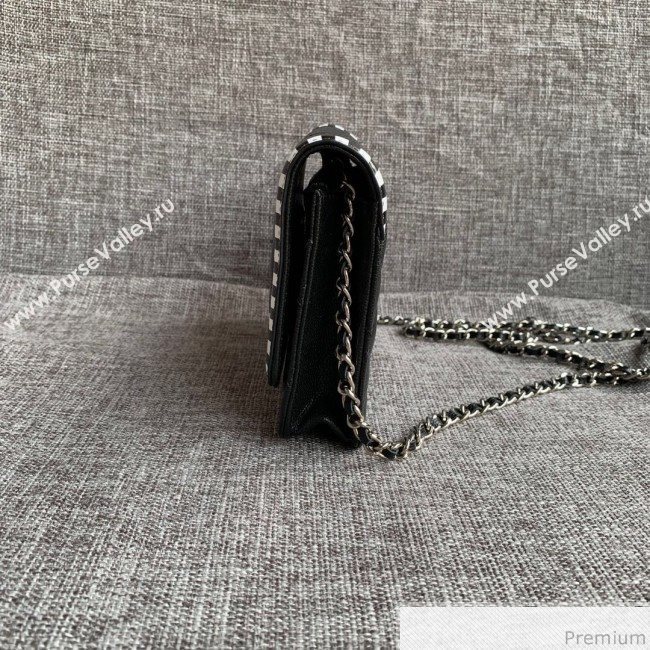 Chanel Vanity Grained Calfskin WOC Wallet on Chain A84451 Black/White 2019 (SSZ-9041115)