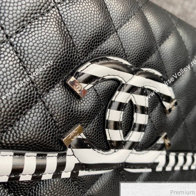 Chanel Vanity Grained Calfskin WOC Wallet on Chain A84451 Black/White 2019 (SSZ-9041115)