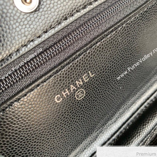 Chanel Vanity Grained Calfskin WOC Wallet on Chain A84451 Black/White 2019 (SSZ-9041115)