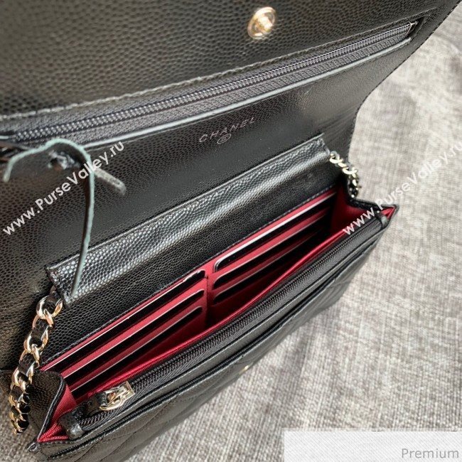 Chanel Vanity Grained Calfskin WOC Wallet on Chain A84451 Black/White 2019 (SSZ-9041115)