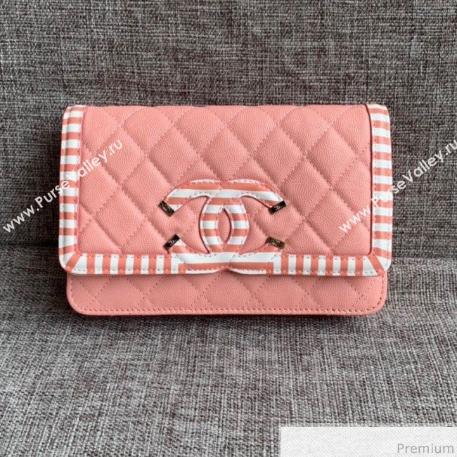 Chanel Vanity Grained Calfskin WOC Wallet on Chain A84451 Light Pink 2019 (SSZ-9041116)