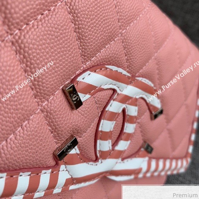 Chanel Vanity Grained Calfskin WOC Wallet on Chain A84451 Light Pink 2019 (SSZ-9041116)