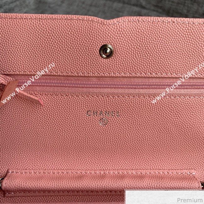 Chanel Vanity Grained Calfskin WOC Wallet on Chain A84451 Light Pink 2019 (SSZ-9041116)