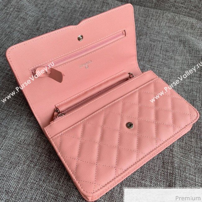 Chanel Vanity Grained Calfskin WOC Wallet on Chain A84451 Light Pink 2019 (SSZ-9041116)