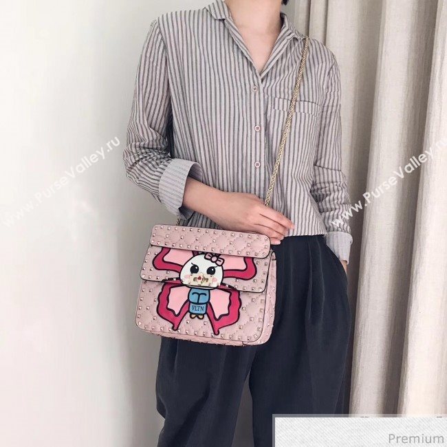 Valentino Monster Face Rockstud Spike Shoulder Bag Pink 2019 (JJ3-9030711)