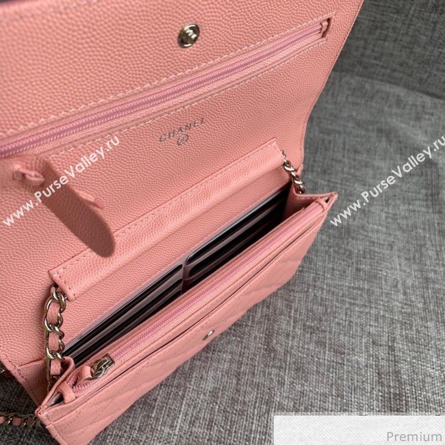 Chanel Vanity Grained Calfskin WOC Wallet on Chain A84451 Light Pink 2019 (SSZ-9041116)