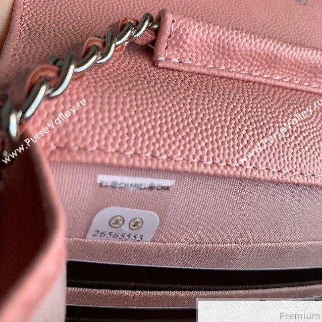 Chanel Vanity Grained Calfskin WOC Wallet on Chain A84451 Light Pink 2019 (SSZ-9041116)