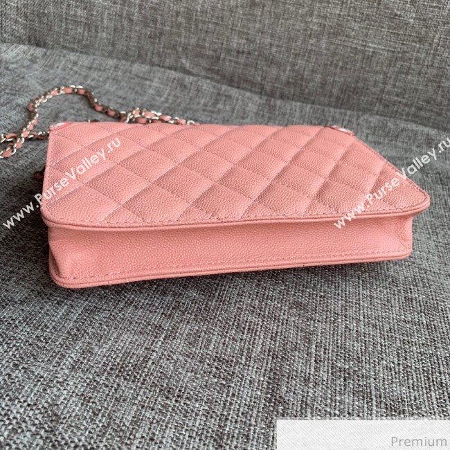 Chanel Vanity Grained Calfskin WOC Wallet on Chain A84451 Light Pink 2019 (SSZ-9041116)