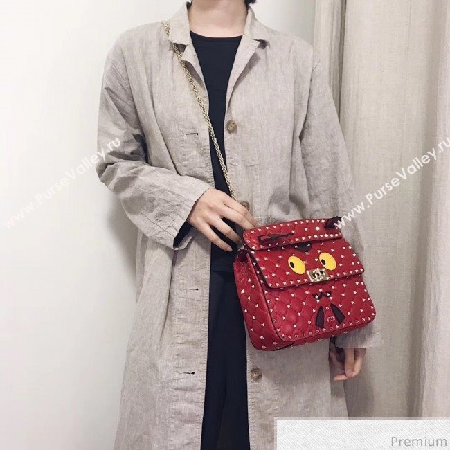 Valentino Monster Face Rockstud Spike Shoulder Bag Red 2019 (JJ3-9030712)