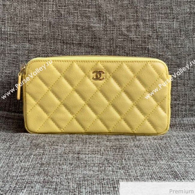 Chanel Grained Calfskin Classic Clutch with Chain A82527 Yellow 2019 (SSZ-9041117)