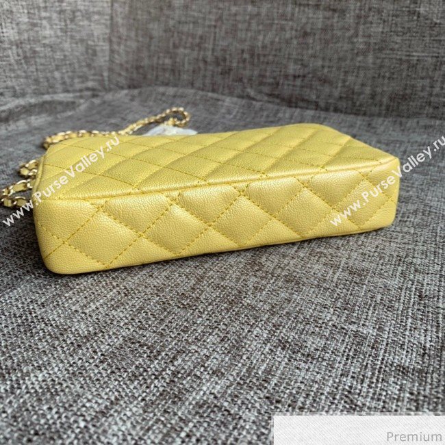 Chanel Grained Calfskin Classic Clutch with Chain A82527 Yellow 2019 (SSZ-9041117)