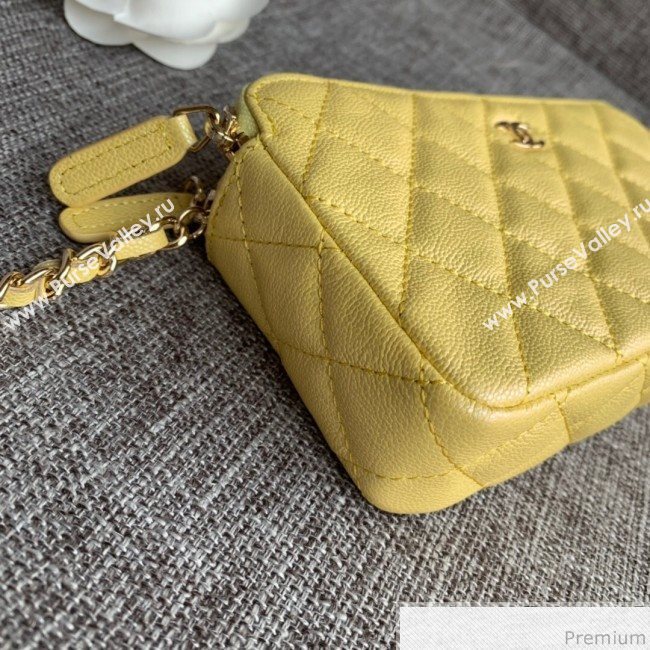 Chanel Grained Calfskin Classic Clutch with Chain A82527 Yellow 2019 (SSZ-9041117)