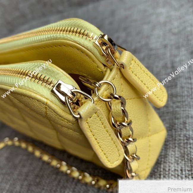 Chanel Grained Calfskin Classic Clutch with Chain A82527 Yellow 2019 (SSZ-9041117)